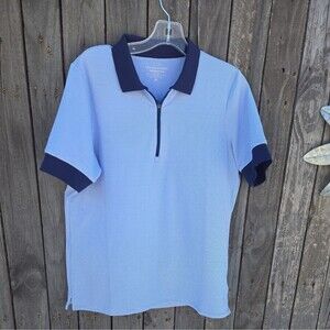 Vineyard Vines Performance Shirt Mens jacquard strp zip neck polo size M